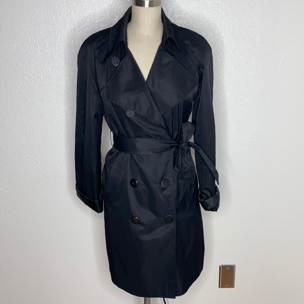 Elie Tahari black trench coat blazer M